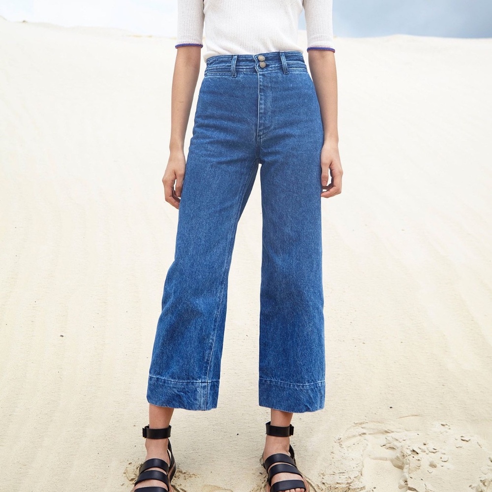 APIECE APART Merida Crop High Rise Jeans, Stone Wash Sz 2-4